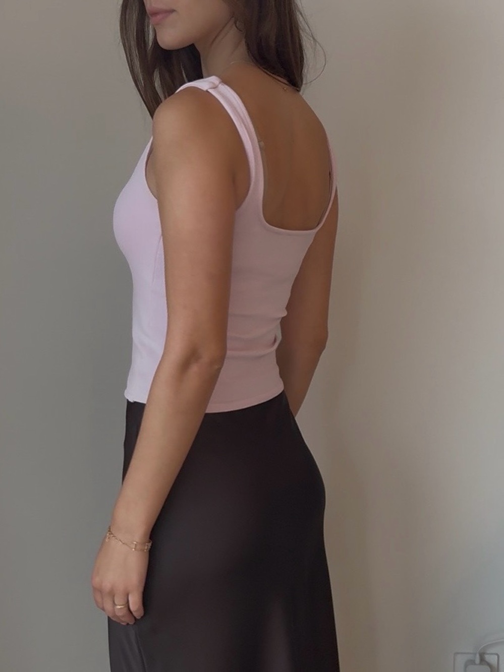 Soft Pink Square-Neck Ribbed Tank - Picture 3 of 5
